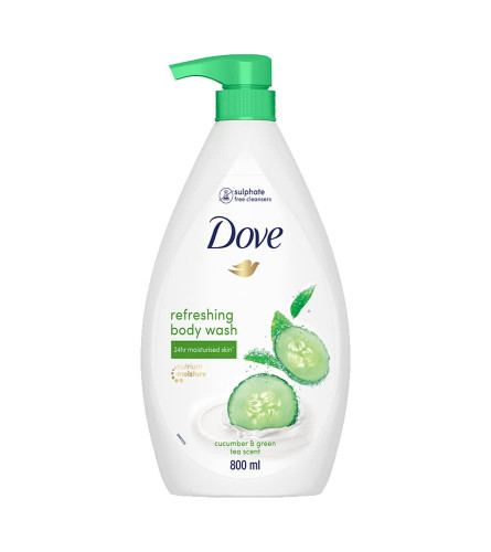 Dove Refreshing Body Wash, with Cucumber & Green Tea Scent, for Soft, 24hr Moisturised Skin, 800ml ( Free Shipping )