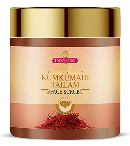 Inveda Kumkumadi Tailam Face Scrub | Prevents 9 Skin Problems with Kesar, Turmeric, Licorice and Sandalwood for Removing Dead Skin Cells for Radiant & Spot Free Skin, 100 ml | free shipping