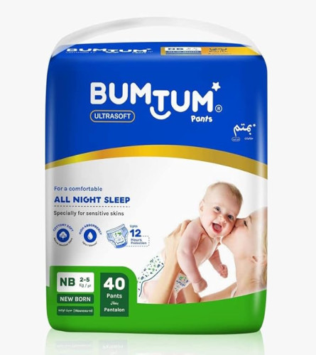 Bumtum Baby Diaper Pants with Leakage Protection -2 to 5 Kg (New Born, 40 Count, Pack of 1)( Free Shipping )