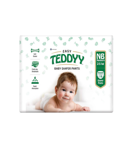 TEDDYY Baby Diapers Pants Easy New Born 18 Count