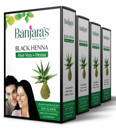 Banjaras schwarzes Henna mit Aloevera 50 gm (4er Pack) Kostenloser Versand