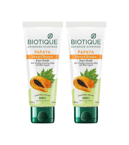 Detergente viso Biotique Papaya Deep Cleanse | Esfoliazione delicata | Pelle vis