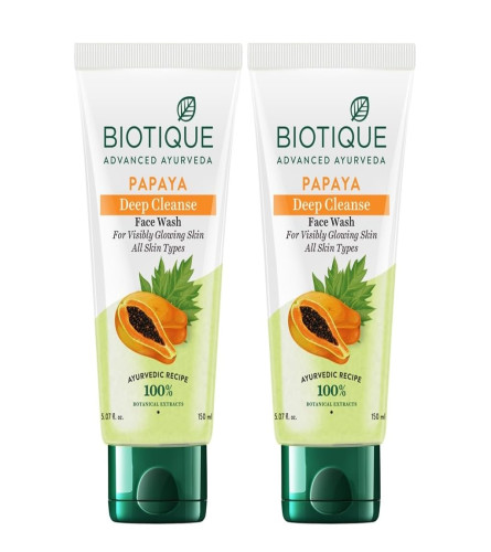 Detergente viso Biotique Papaya Deep Cleanse | Esfoliazione delicata | Pelle