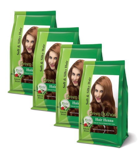 Prem Dulhan Haar-Henna Natürliche Haarfarbe auf Henna-Basis, Naturbraun 125 gm (4er-Pack) Kostenloser Versand
