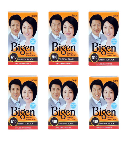 Bigen Puderhaarfarbe N10 Oriental Schwarz 6 gm (6er-Pack) Kostenloser Versand