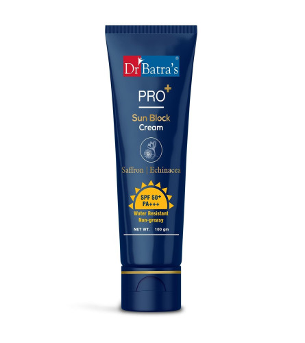 Dr Batra's Pro+ Crema bloqueadora solar SPF 50++, azafrán ligero y aloe