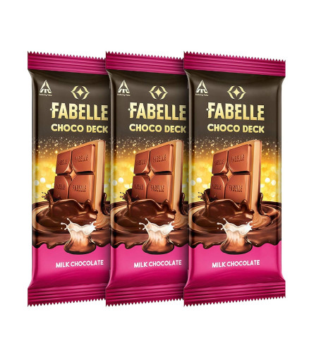 Fabelle Choco Deck – Milk Chocolate, Diwali Chocolate Gift Pack of 3, Layered Premium Milk Chocolate Bar with Choco Crème, Premium Packaged, Diwali Chocolate Gift Box, 3 x 130g (Pack of 3) ( Free Shipping )