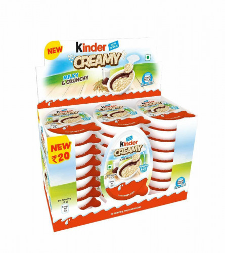 Упаковка Kinder Creamy из 24 шоколадных конфет с молоком и какао и экструдированным рисом, 456 г