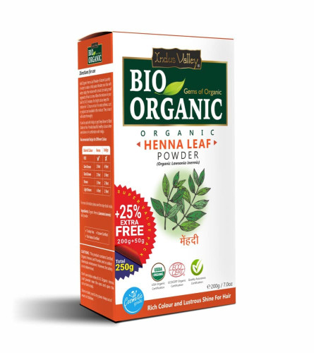 INDUS VALLEY Bio Organic 100% Organic, Natural Red Henna Leaf Powder For Hairs -(200g+50g) ( Free Shipping World)