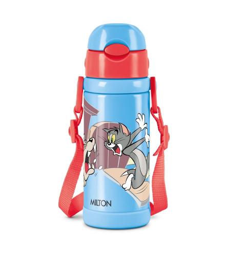 Milton Charmy 450 Tom & Jerry Thermosteel Kids Water Bottle, 400 ml, Blue | Vacuum Insulated | Hot & Cold | Leak Proof | Rust Proof | School | Picnic ( Free Shipping worldwide )