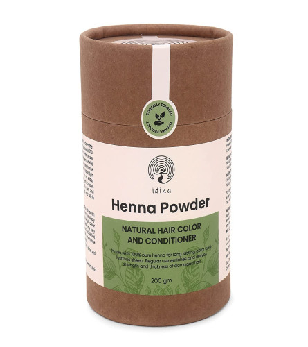 Idika Henna Powder For Hair | Premium 100% Natural & Herbal Henna Leaves Powder | Organic Hair Coloring Solution For Grey Hairs | Women & Men | Chemical-Free Mehandi Powder | Pack Of 1 ( Free Shipping worldwide )