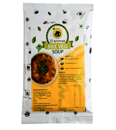 D'aromas Instant Mix Veg Soup 500g, Instant Premix Mix Powder, Gluten Free & Vegan Healthy| No Artificial Flavour & Colour (Free World Wide Shipping)