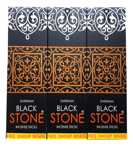 Darshan Incense Black Stone Incense Sticks Agarbatti 175g Box Pack of 3 (525g)