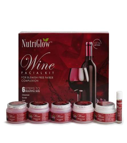 NutriGlow Wine Facial Kit for Women – 5-Step Skincare Routine for Radiant-Looking Skin, Helps Restore Skin’s Natural Nutrients and Improve Appearance of Pigmentation – Suitable for All Skin Types, 250g + 10ml