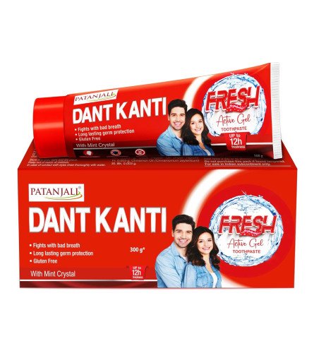 Patanjali Dant Kanti Fresh Active Gel Toothpaste with Mint Crystal 300 g