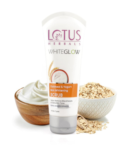 Lotus Herbals WhiteGlow Skin Brightening Oatmeal & Yogurt Scrub 100GM - free ship