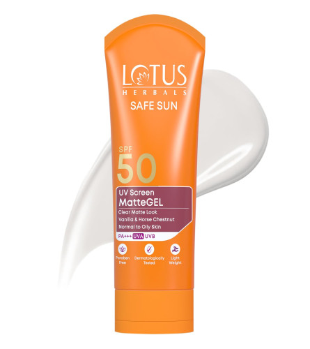 Lotus Herbals Safe Sun UV Screen Matte Gel Sunscreen with SPF 50 and PA+++ 50gm - free ship