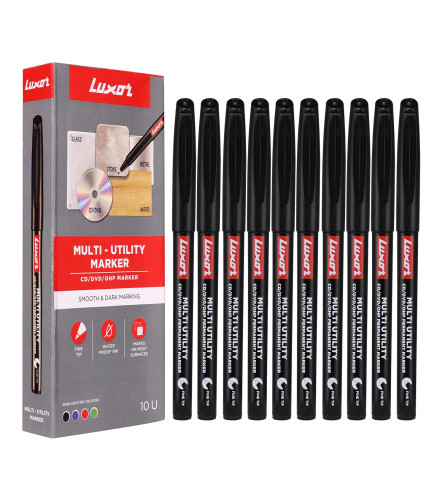 Luxor Fine CD/DVD/OHP Marker - Pack of 20, Black Colour