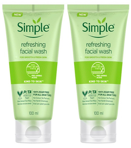 Simple Kind To Skin Refreshing Facial Wash 100 ml x 2 pack - free ship