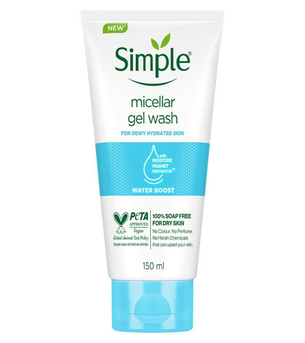 Simple Water Boost Micellar Facial Wash For Dry Skin Type, 150 ml (free shipping)