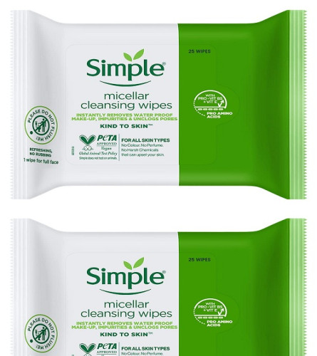 SHEA MOISTURE Simple Kind To Skin Micellar Cleansing Wipes 25 wipes (pack of 2)