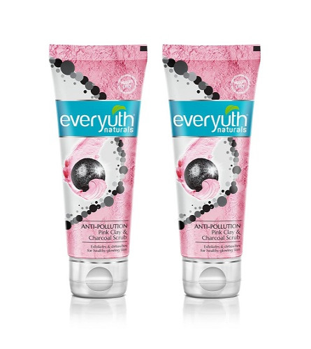 Everyuth Naturals Anti Pollution Pink Clay & Charcoal Scrub 100 gm (pack of 2) free ship