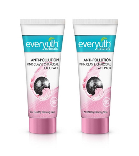 Everyuth Naturals Anti Pollution Pink Clay & Charcoal Face Pack 100g (pack of 2) free ship