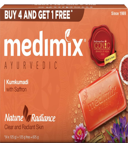 Medimix Ayurvedic Kumkumadi Bathing Soap Bar 125 g (Buy 4 Get 1 Free)