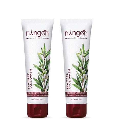 Ningen Tea Tree Face Wash Brightening and Glowing Skin 100 gm x 2 pack - free ship