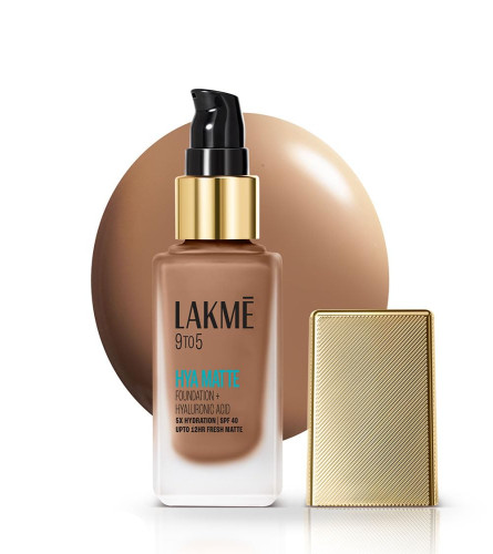 Lakme 9to5 Hya Matte Foundation + Hyaluronic Acid Cool Cocoa - 25ml (free ship)