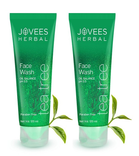 Jovees Herbal Tea Tree Oil Control Face Wash for Oily & Sensitive Skin 120ml (pack of 2) free ship