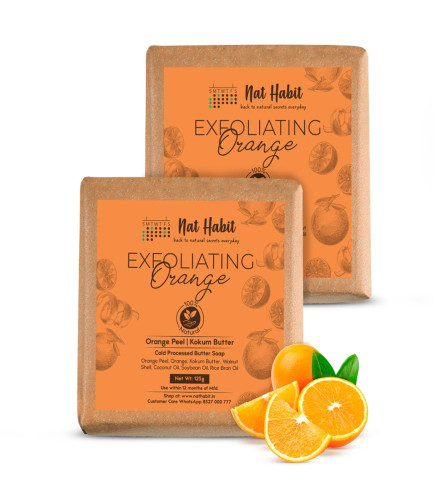 Nat Habit Orange Kokum Butter Bath Soap for Women & Men 125 g (Pack of 4)