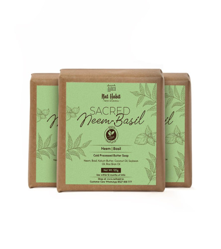 Nat Habit Neem Basil Butter Soap 125 g (Pack of 3)