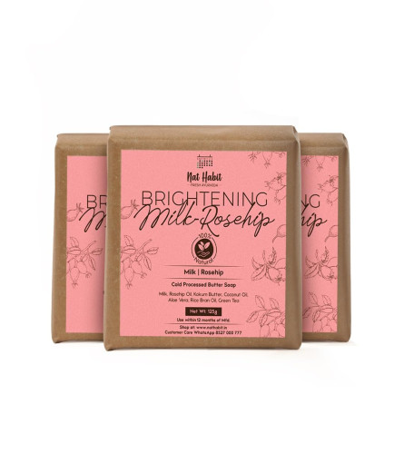 Nat Habit Milk Rosehip Bath Soap 125 g (Pack of 3)