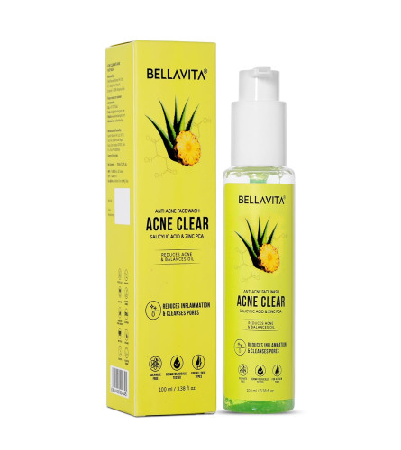 BELLAVITA Salicylic Acid & Niacinamide Anti-Acne Face Wash 100 ml (Pack of 2)