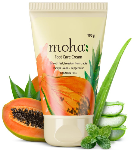 moha: Foot Cream For Rough, Dry and Cracked Heel, Feet Cream AleoVera, Papaya & Peppermint 100gm
