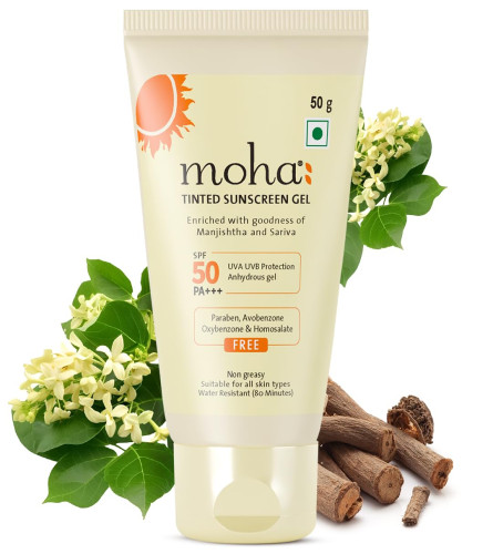 moha All Skin: Tinted Sunscreen Gel SPF 50 +++ 50gm - free shipping