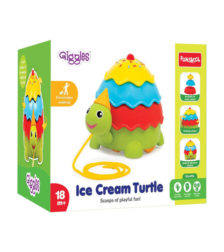 Giggles Funskool Pull Along Turtle, Activity & Learning Toy for Babies, Ages 18+ Months
