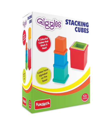 Giggles Funskool Plastic Stacking Multicolored Cubes, Multi Color - free ship