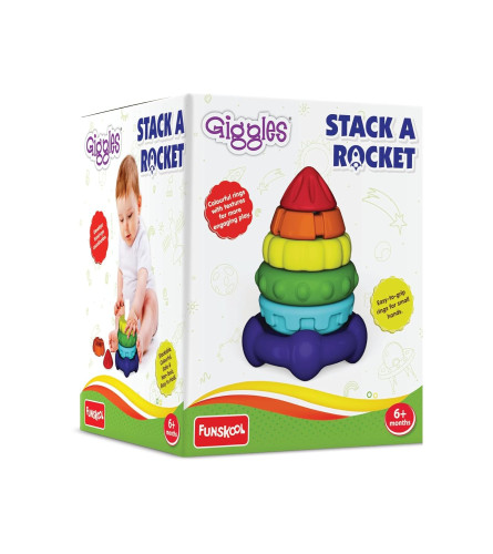 Giggles Funskool Stack A Rocket, Nesting & Stackable Textured Toy for Kids - free shipping