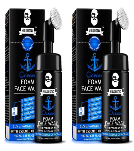 Muuchstac Ocean Foam Face Wash for Men 100ml (pack of 2) free shipping