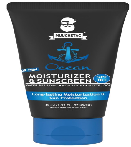 Muuchstac Mens Ocean Moisturizer & Sunscreen Matte Look Spf 18+ Cream 45ml - free ship