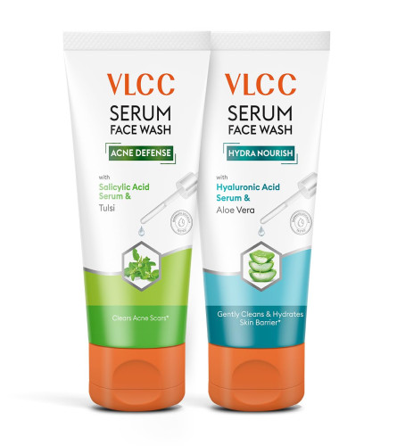 VLCC Salicylic Acid & Neem Serum and Hyaluronic Acid & Aloe Vera Serum Facewash - 150 ml