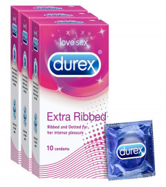 Durex Extra Ribbed Condoms for Men -10 Count (Pack of 3) Free shipping world