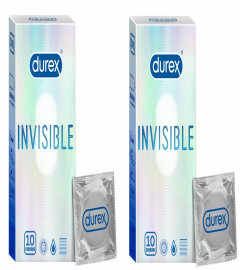 Durex Invisible Super Ultra Thin Condoms For Men -10 Count (Pack of 2) Free shipping world