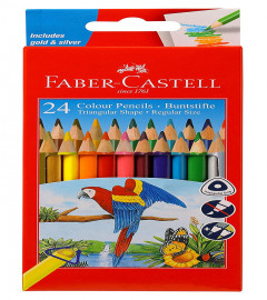 Faber-Castell Triangular Color Pencils -Pack of 24 (Assorted) Free Shipping World