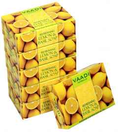 Vaadi Herbals  Refreshing Lemon and Basil Soap 75 gm (pack of 6) Free Shipping World