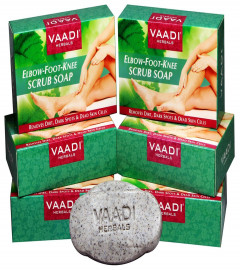 Vaadi Herbals Elbow Foot Knee Scrub With Almond And Walnut Scrub Soap 75 gm (pack of 6) Free Shipping World
