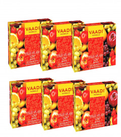 Vaadi Herbals Fruit Splash Soap with Extracts of Orange, Peach, Green Apple and Lemon 75 gm (pack of 6) Free Shipping World