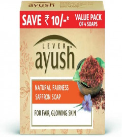 Lever Ayush Natural Fairness Saffron Soap, 100gm x 4 pack , delivery worldwide